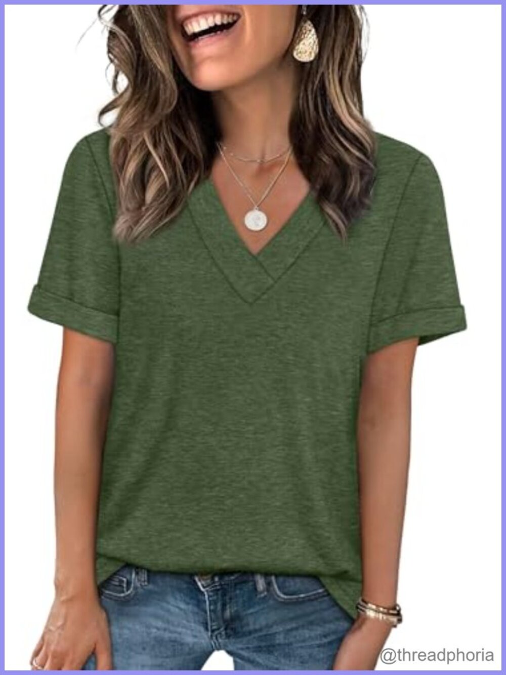 Womens Summer Tops Short Sleeve V Neck T Shirt Casual Relaxed Fit